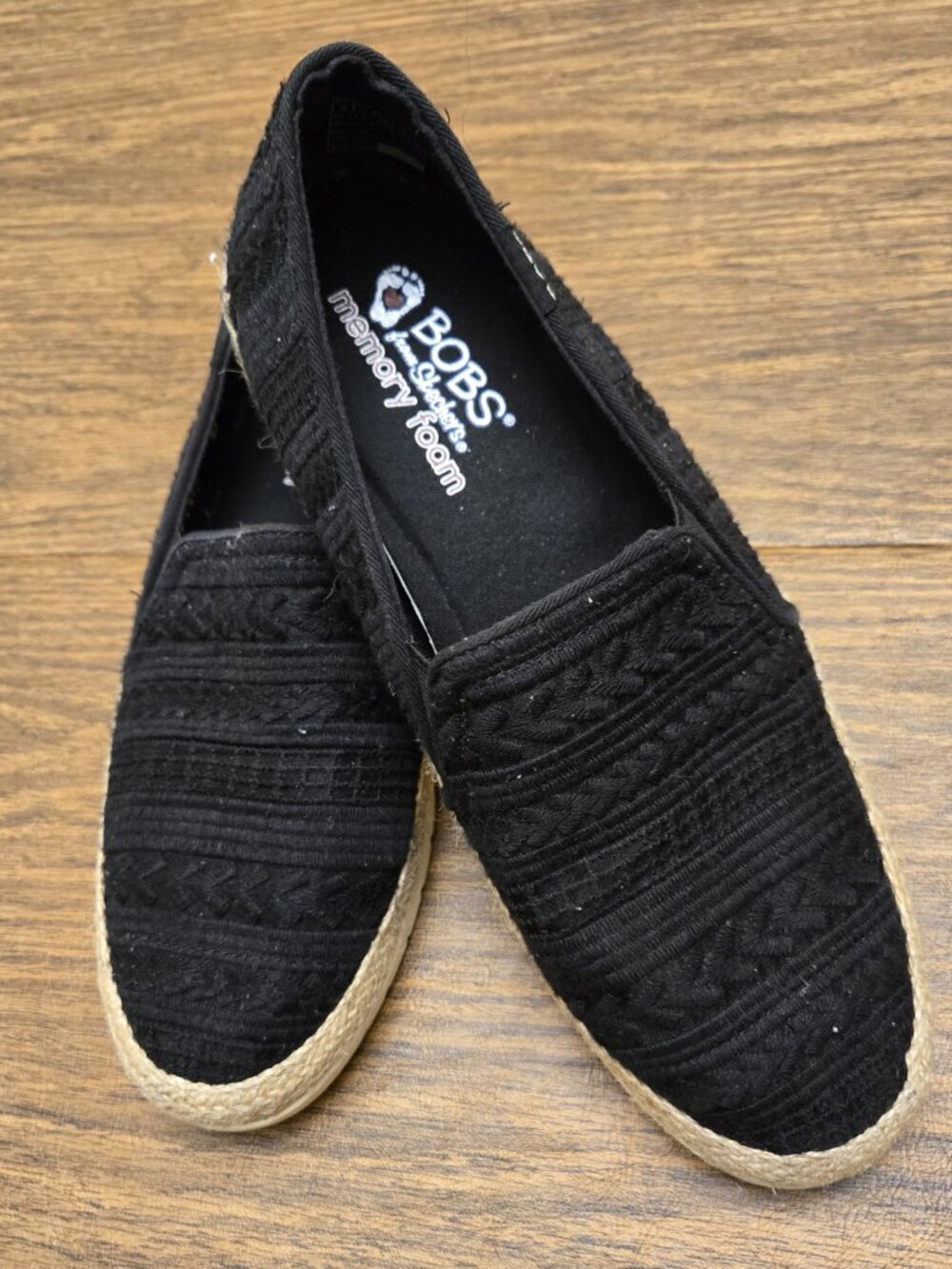 BOB'S from Skechers Flexpadrille Espadrille Textile Upper Flats - Black - Sze 9M